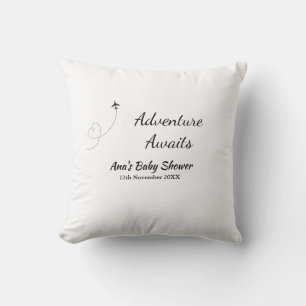 Coussin Aventure attend baby shower ajouter nom date plan