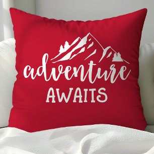 Coussin Aventure Attend Citation Wilderness Rouge et Blanc