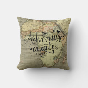 Coussin Aventure Attend la carte de l'ancien monde Jeter l