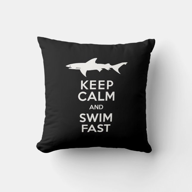 Coussin Avertissement drôle de requin - gardez le calme et (Recto)