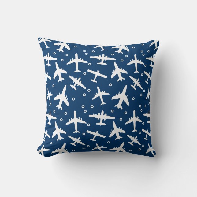 Coussin Avion Bleu de la marine Modèle de l'aviation (Recto)