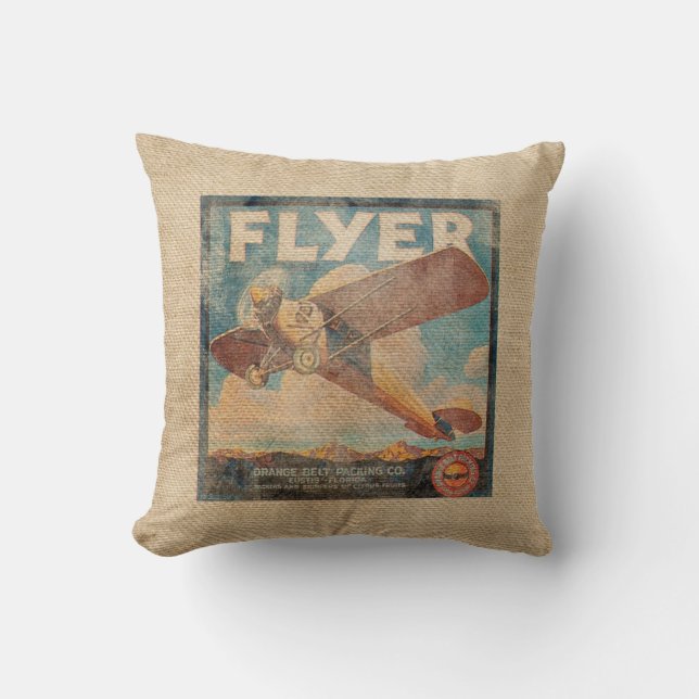 Coussin Avion de cru de toile de jute (Recto)