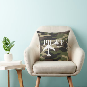 Coussin Avion pilote et militaire, Camouflage, Minimaliste