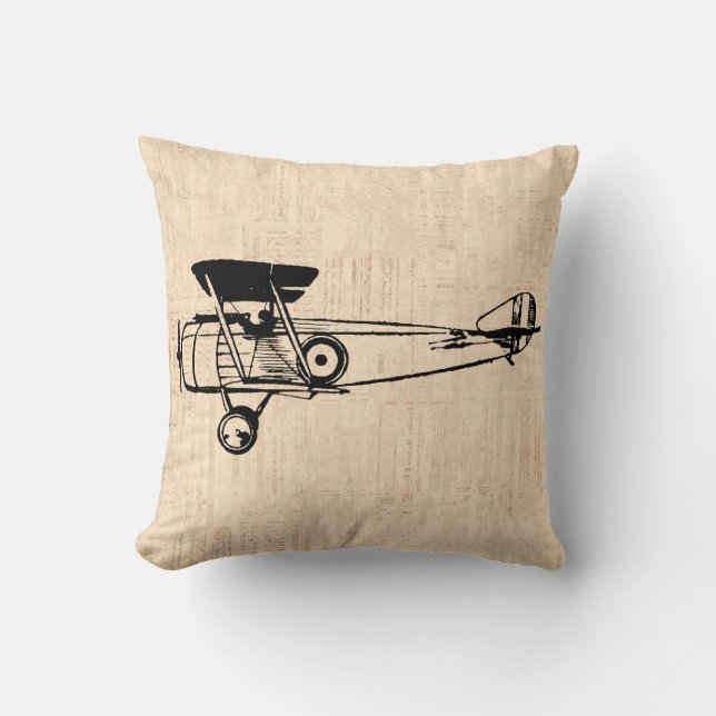 Coussin Avion rétro Illustré Art Aviation Thème (Recto)