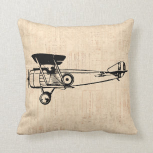Coussin Avion rétro Illustré Art Aviation Thème