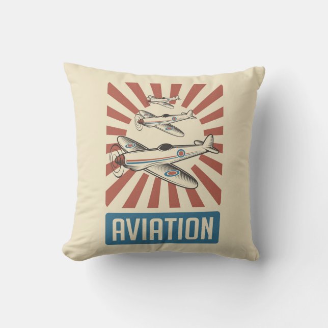 Coussin Avions de chasse de l'aviation rétro Jeter Pillo (Recto)