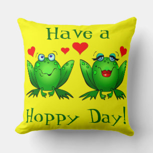Coussin Avoir des grenouilles à caricatures mignonnes de j