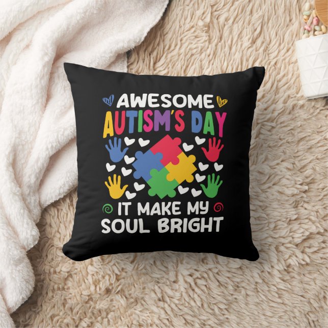Coussin Awesome Autism's Day Ça rend mon âme brillante Coe (Couverture)