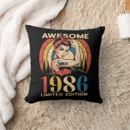 Coussin Awesome Since 1986 Retro 40th Women's Birthday