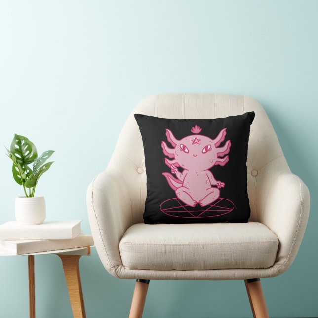 Coussin Axolotl Baphomet Pagan Noir (Chaise)