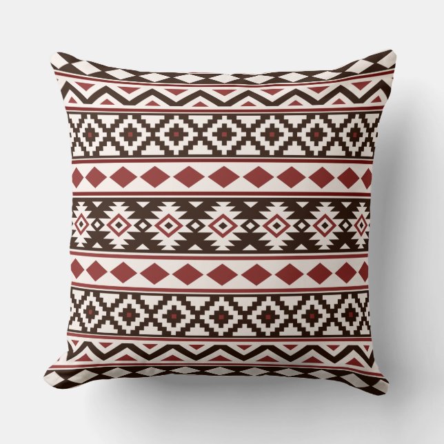 Coussin Aztec Essence Motif III b Crème Brown rouge (Recto)