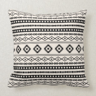 Coussin Aztec noir sur crème Motifs mélangés Motif