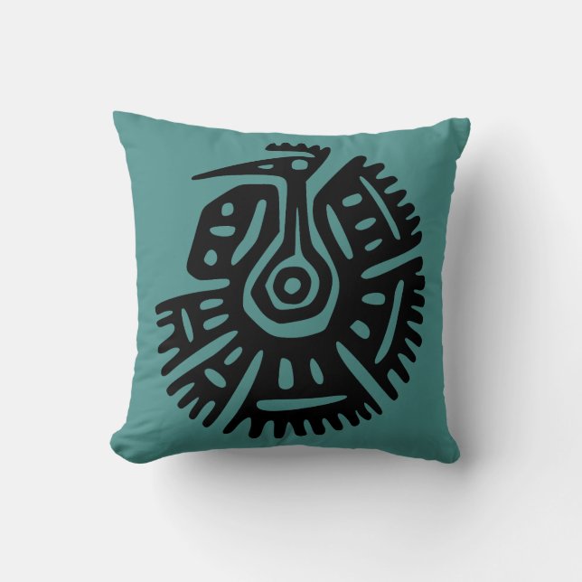 Coussin Aztec turquoise Avec Motif Vulcain (Recto)