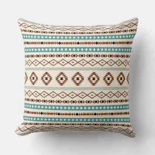 Coussin Aztec Turquoise Terracotta Crème Noire Mixte Motif
