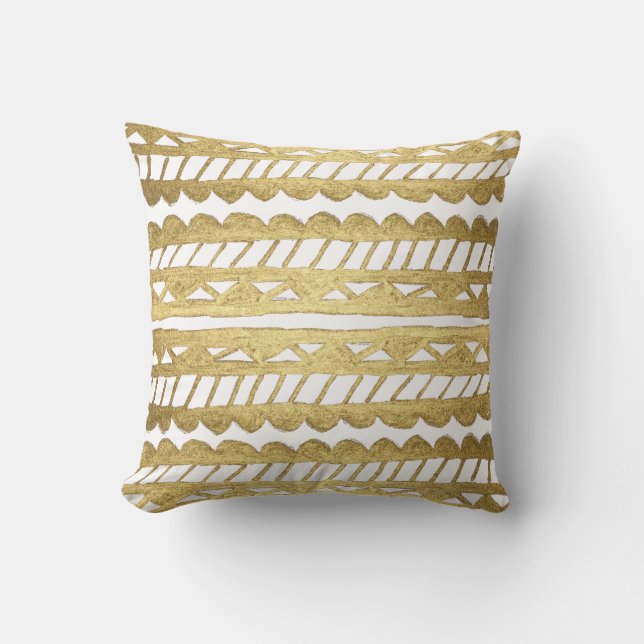 Coussin Aztèque moderne de faux de peinture chic originale (Recto)