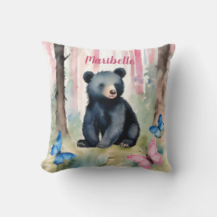 Coussin Baby Black Bear Girls Personnalisé