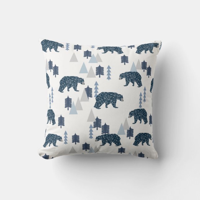 Coussin Baby Boy Bear Marine et pépinière grise (Recto)
