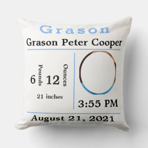 Coussin Baby Boy Birth Statistics Modèle photo Chaise