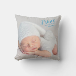 Coussin Baby Boy Blue Script Photo Birth Keepsaké Nursery