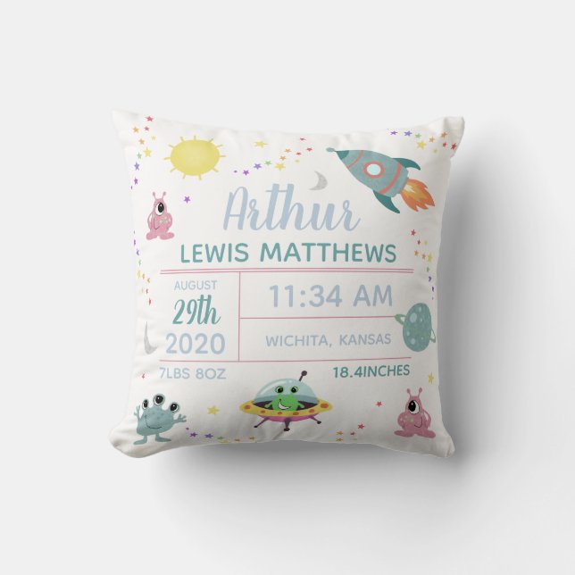 Coussin Baby Boy mignon Espace moderne Alien Statistiques  (Recto)