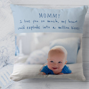 Coussin Baby Boy Photo et message adorable à maman