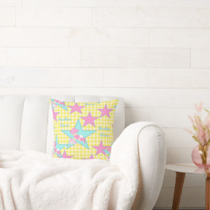 Coussin Baby Cowgirl Rodeo Star Yellow Check