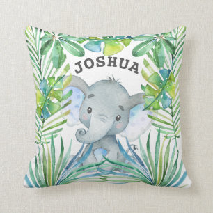 Coussin Baby Elephant Personnalisé Boy Jungle Safari Cute