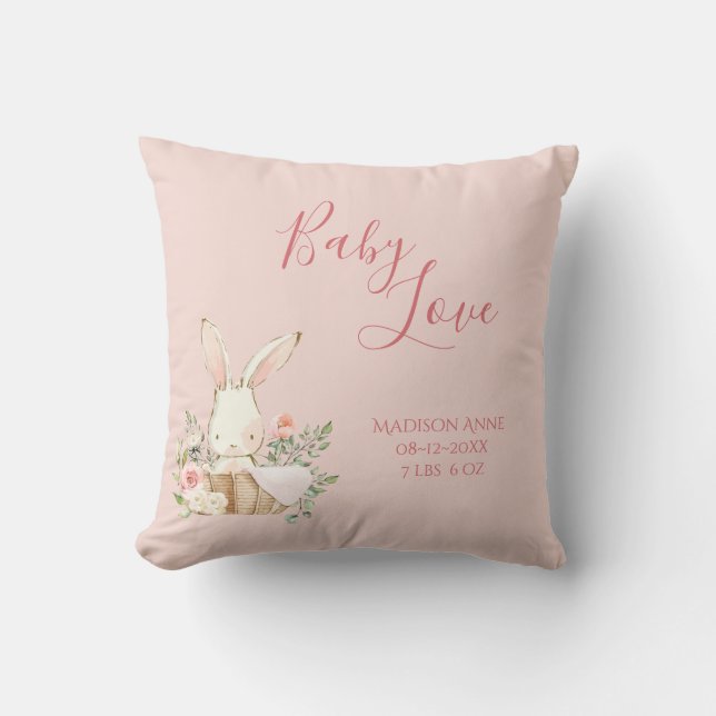 Coussin Baby Girl Name Script Baby Love Keepsaké (Recto)