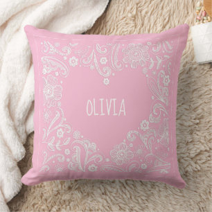 Coussin Baby GIRL Nom Heart Faire-part de naissance Keepsa