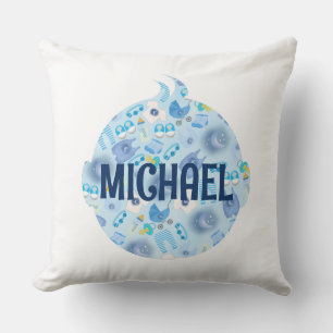 Coussin Baby Head Baby Boy Blue Motif Jetez l'oreiller