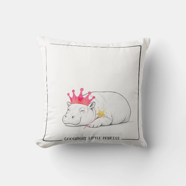 Coussin Baby Pygmy Hippo Princess Throw Pillow (Recto)