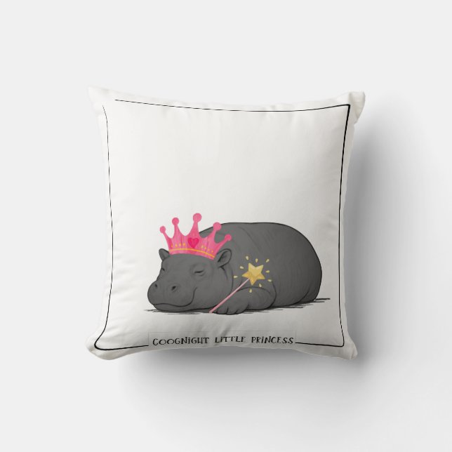 Coussin Baby Pygmy Hippo Princess Throw Pillow (Recto)