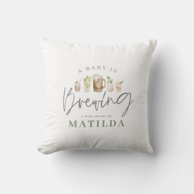 Coussin baby shower de boissons aquarelle peinte (Recto)