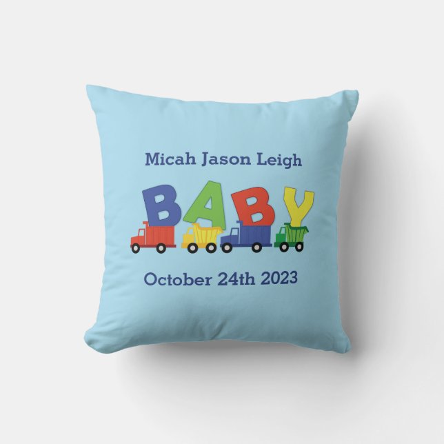 Coussin Baby shower de camion de construction (Recto)