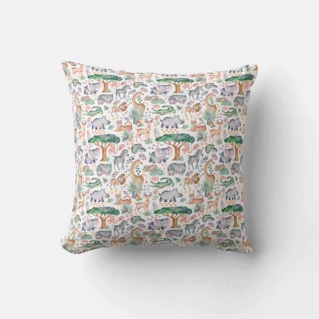 Coussin Baby shower des animaux de Safari de la Jungle tro (Recto)