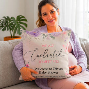 Coussin Baby Shower d'Olivia Bienvenue Papillon Floral