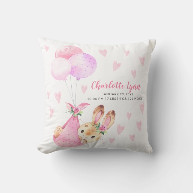 Coussin Baby shower lapin de livraison spéciale (Recto)