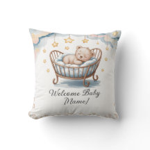 Coussin Baby shower personnalisé - Bienvenue bébé 
