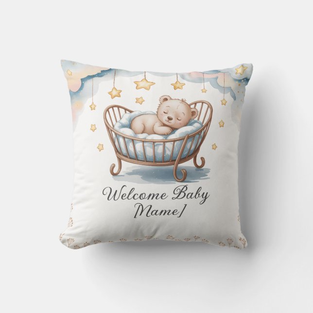 Coussin Baby shower personnalisé - Bienvenue bébé  (Recto)