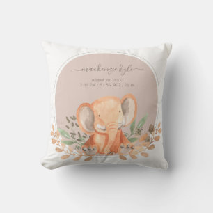 Coussin Baby shower Safari Elephant Aquarelle