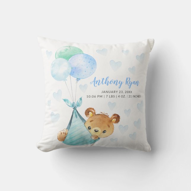 Coussin Baby shower spécial de livraison de l'ours (Recto)