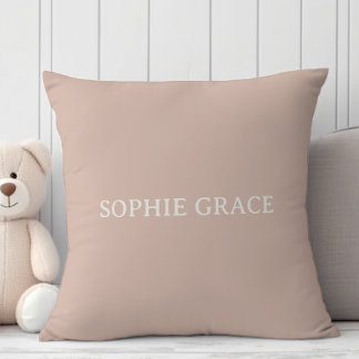 Coussin Baby-Shower Typographie en grès rose