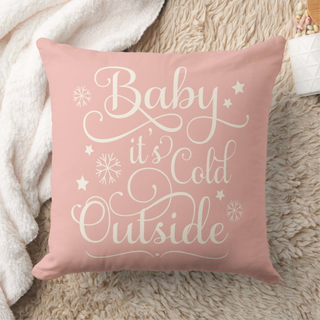 Coussin Baby Son Froid Extérieur Blush Pink Script Holiday (Couverture)