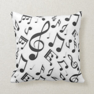 Coussin Bac de notes de musique noir et blanc Imprimer