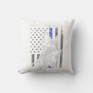 Coussin back  blue thin blue line flag k-9 german shepherd