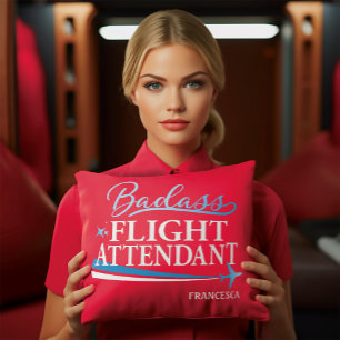 Coussin Badass d'agent de bord amusant rouge personnalisé