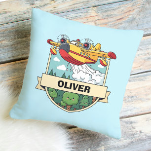 Coussin Badge d'avion de lutte contre l'incendie mignon