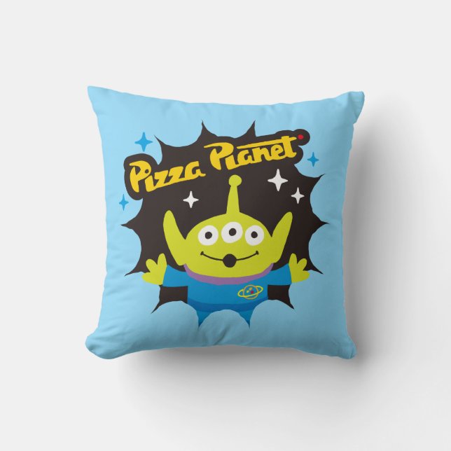 Coussin Badge de la planète de pizza Alien stylisée (Recto)