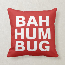 Coussin BAH HUMBUG - blanc sur rouge