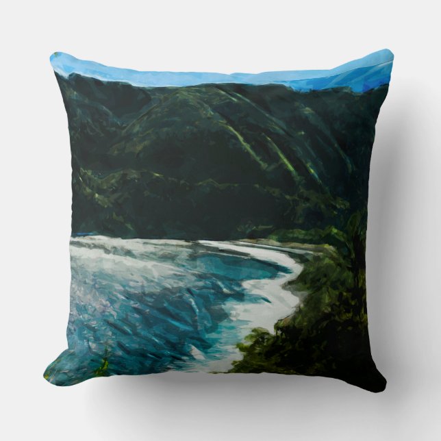 Coussin Baie sur la route vers Hana Maui Hawaii Abstrait (Recto)